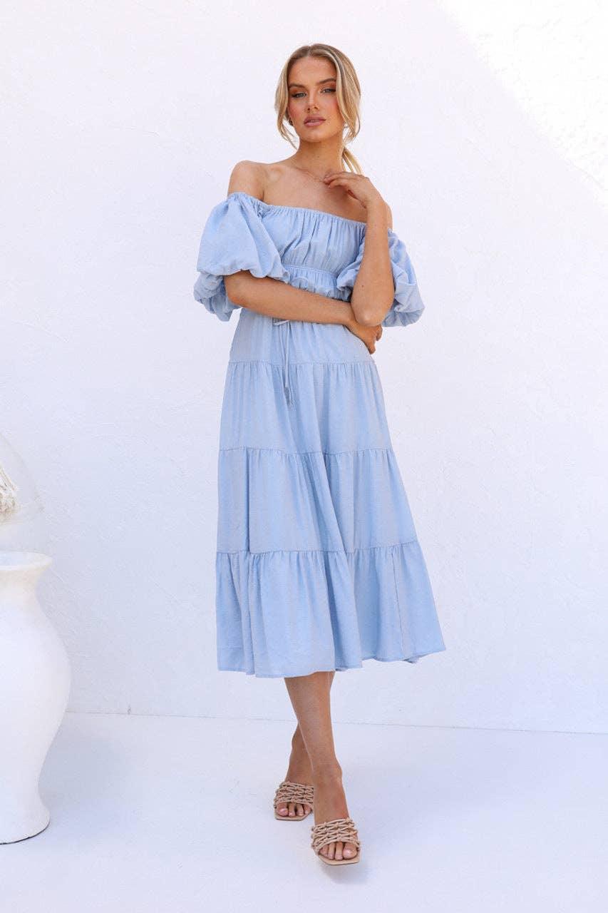 Bubble Sleeves Floral Print Ladies Daily Dress 25502 - SWEETKAMA