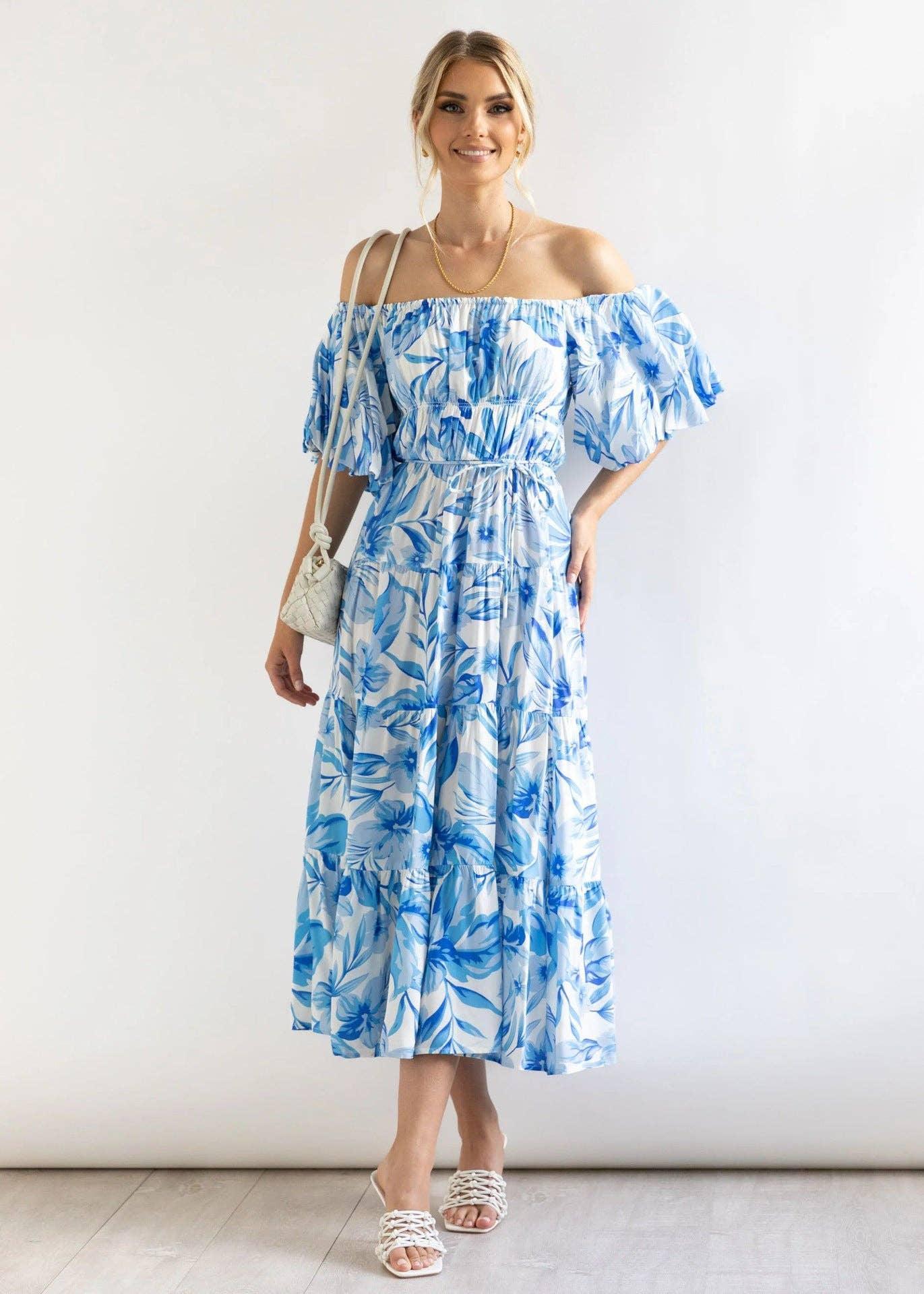 Bubble Sleeves Floral Print Ladies Daily Dress 25502 - SWEETKAMA