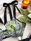 Butterfly Embroidery 2PCS Lingerie Sets HF-4100 - SWEETKAMA
