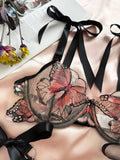 Butterfly Embroidery 2PCS Lingerie Sets HF-4100 - SWEETKAMA
