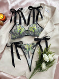 Butterfly Embroidery 2PCS Lingerie Sets HF-4100 - SWEETKAMA