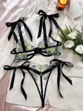 Butterfly Embroidery 2PCS Lingerie Sets HF-4100 - SWEETKAMA