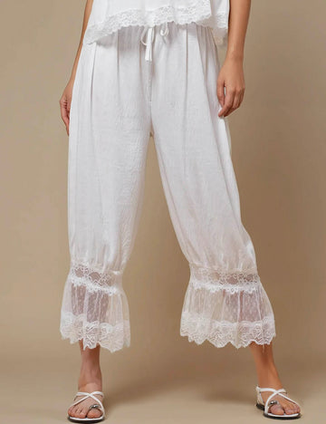 Ladies Lace String Tie Lantern Pants