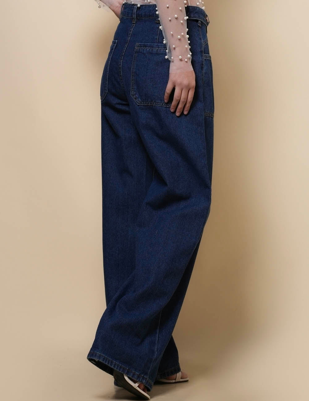 Ladies Stright Leg Denim Pants Pockets Jeans SKP50073