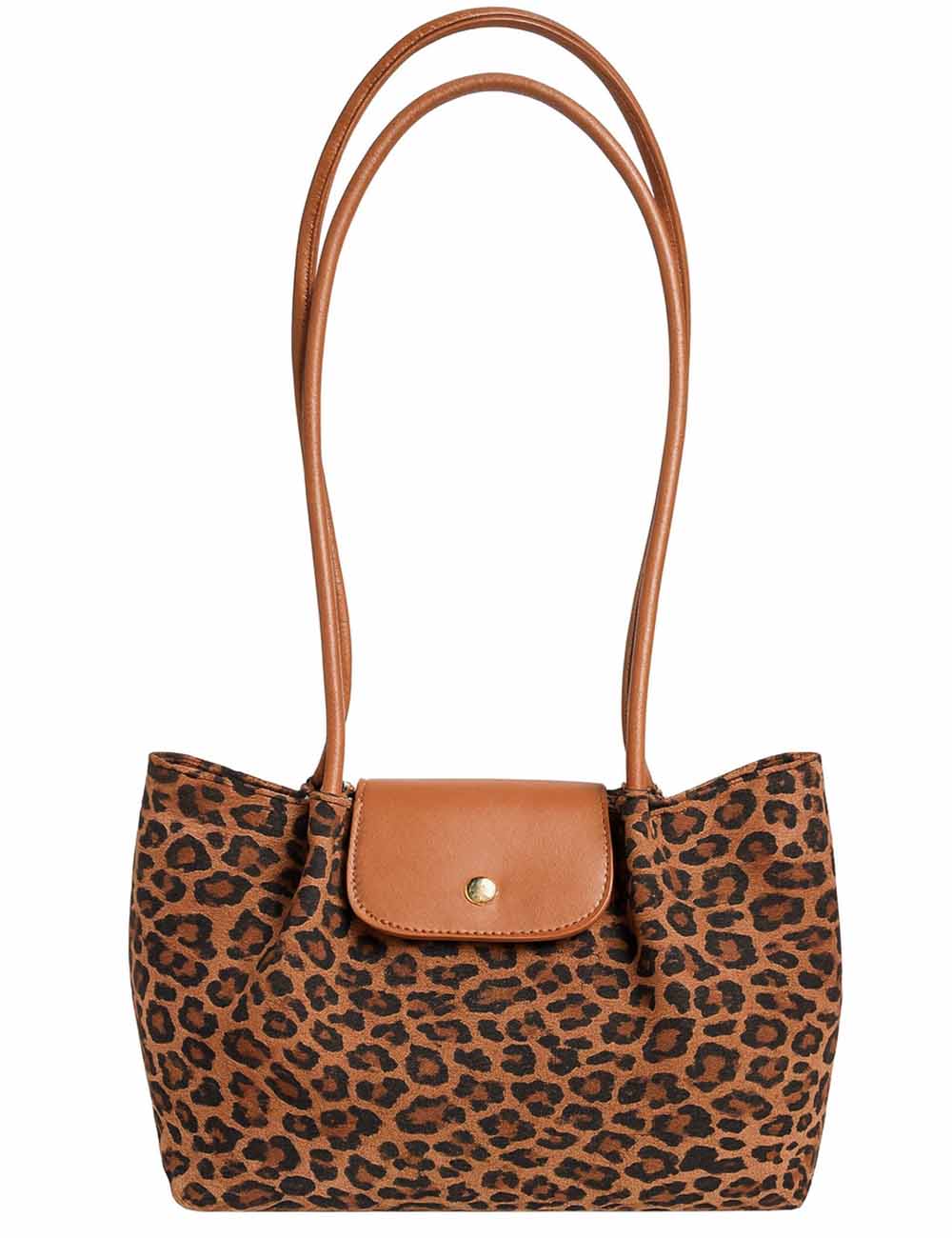 Ladies Fashion Suede Flap Button Shoulder Tote Bag