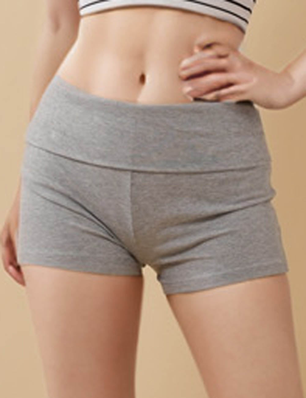 Ladies Ribbed Hot Pants Rolled Waist Shorts 8SKS5CF81