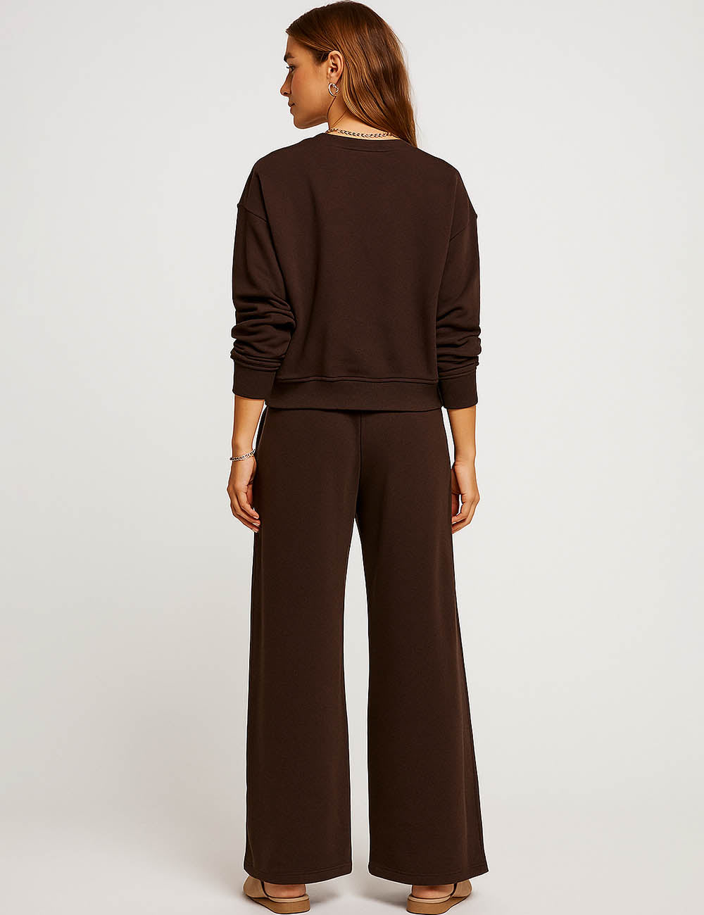 Ladies Ruffle Zipper Front Wide Leg Jacket & Pants Set