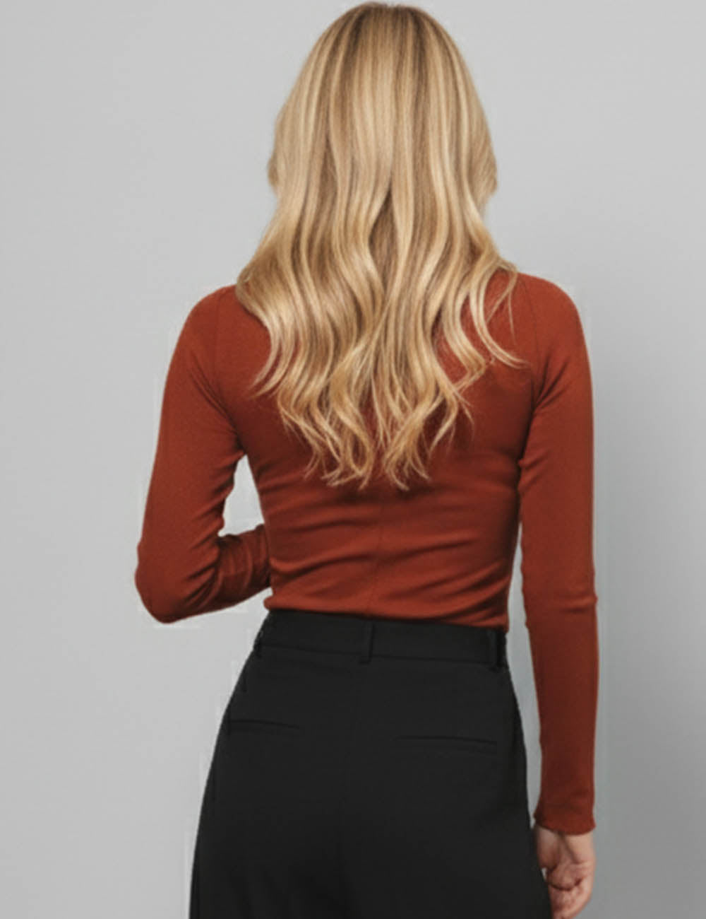 Ladies Overlock Long Sleeves Bastic Everyday Tee SKT613