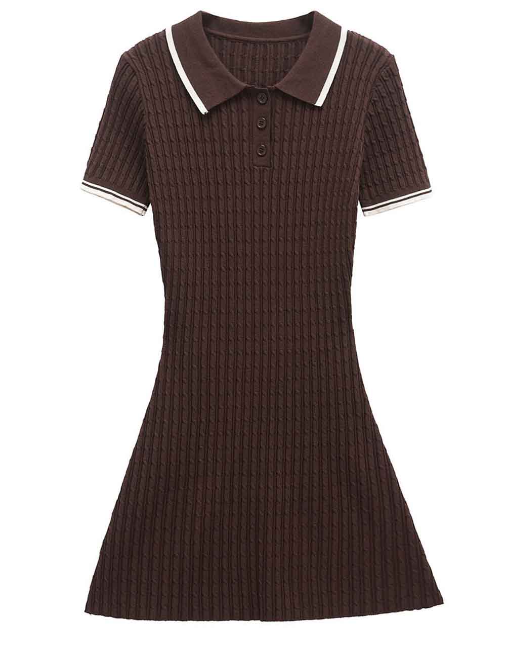 Ladies Color Block Short Sleeves Knit Mini Dress