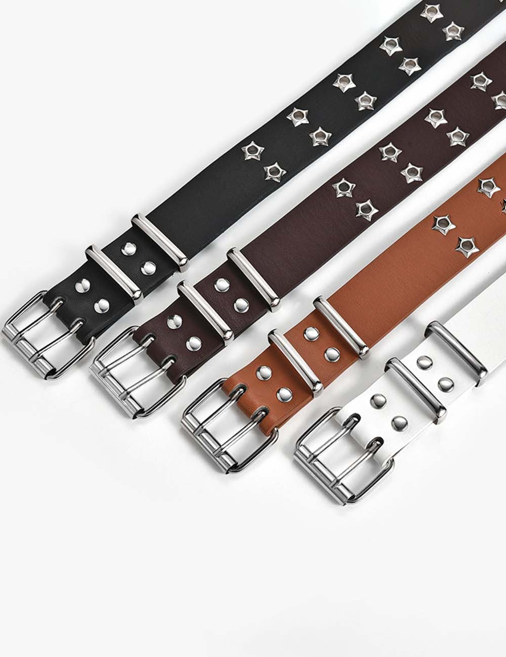 Ladies Star Studs Metal Buckle Pu Leather Waist Belt