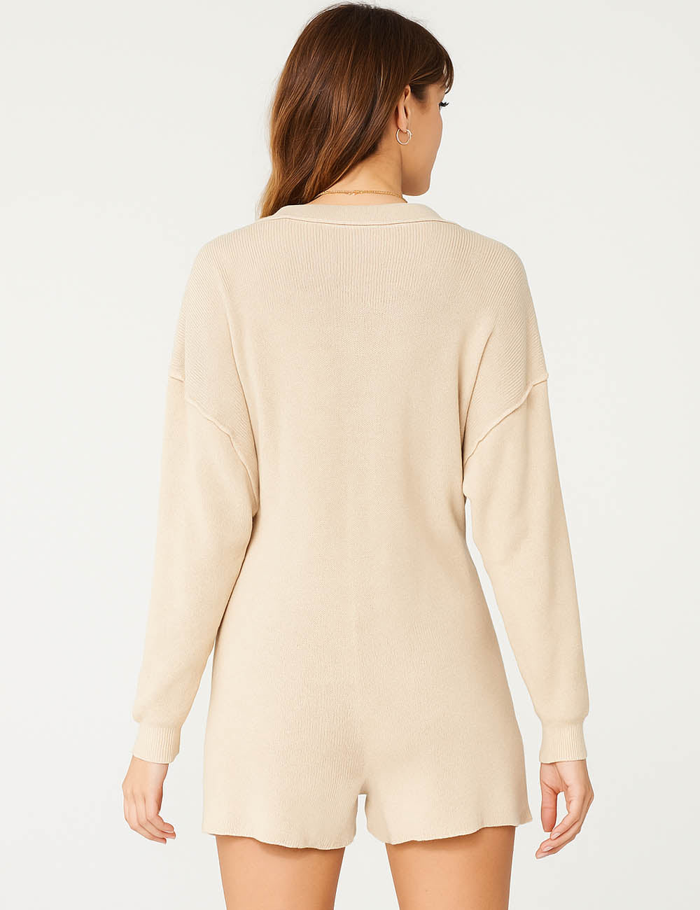 Ladies Solid Color Long Sleeves Sweater Romper SKJ516