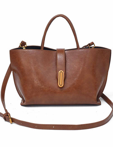 Ladies Glossy Faux PU Leather Handbag Crossbody Tote Bag