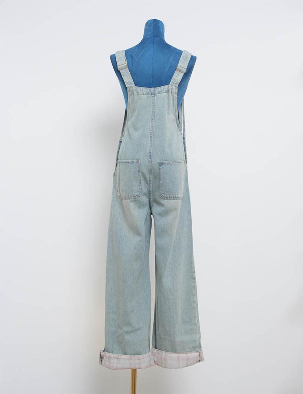 Ladies Checked Hemline Overall Pockets Everyday Jumpsuit