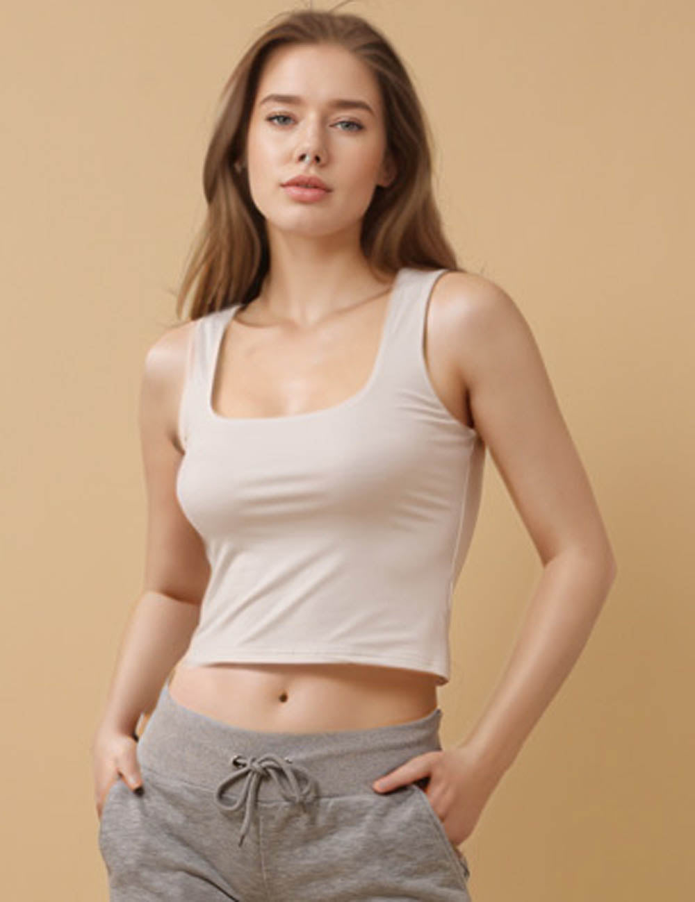 Ladies Square Neck Everyday Basic Tank Top 8SKT51311