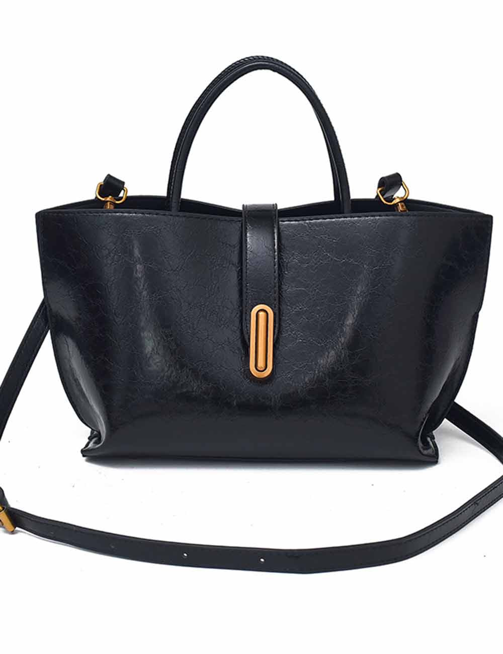 Ladies Glossy Faux PU Leather Handbag Crossbody Tote Bag