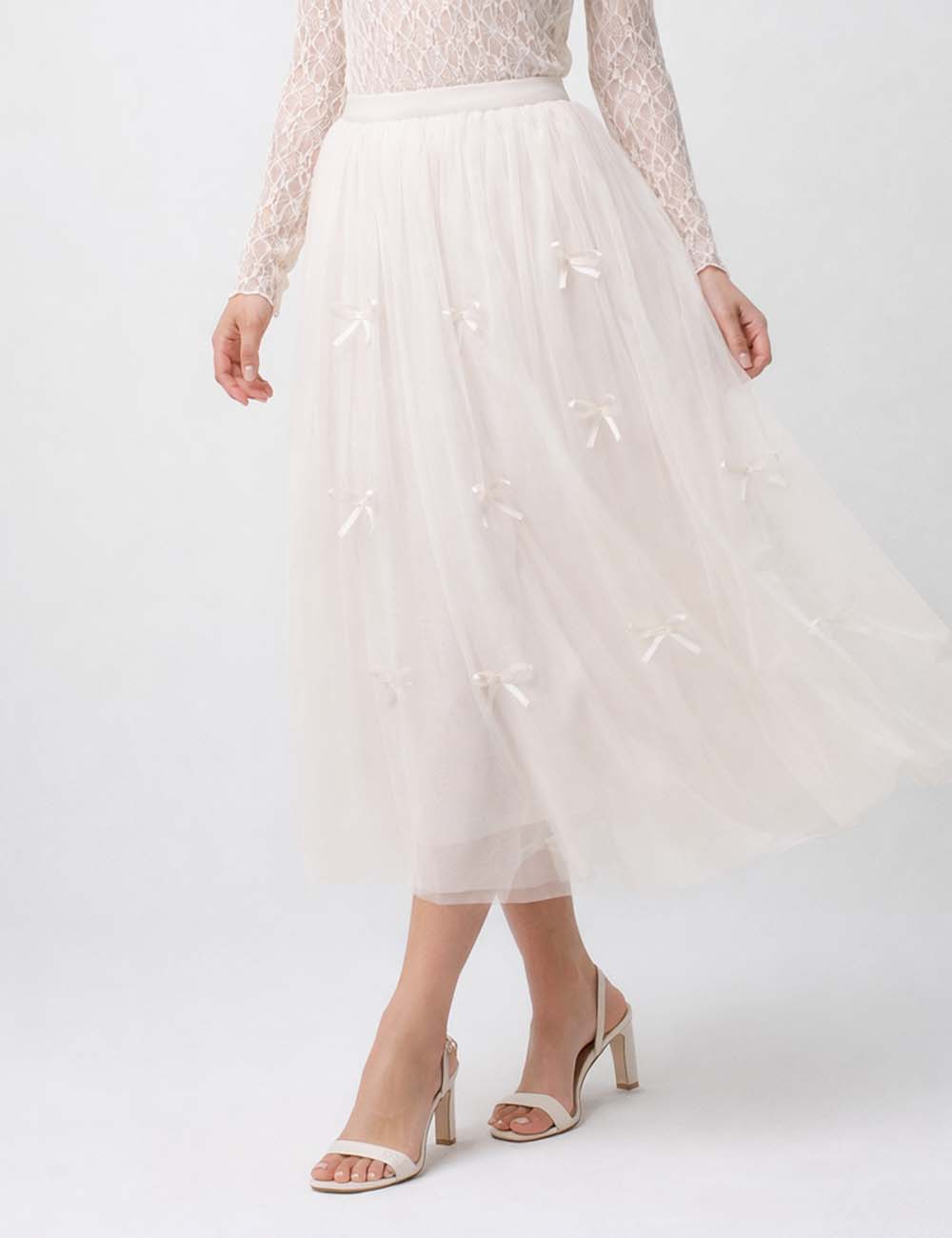 Gauzy Bowknot Midi Skirt - Sweetkama Wholesale - #2103