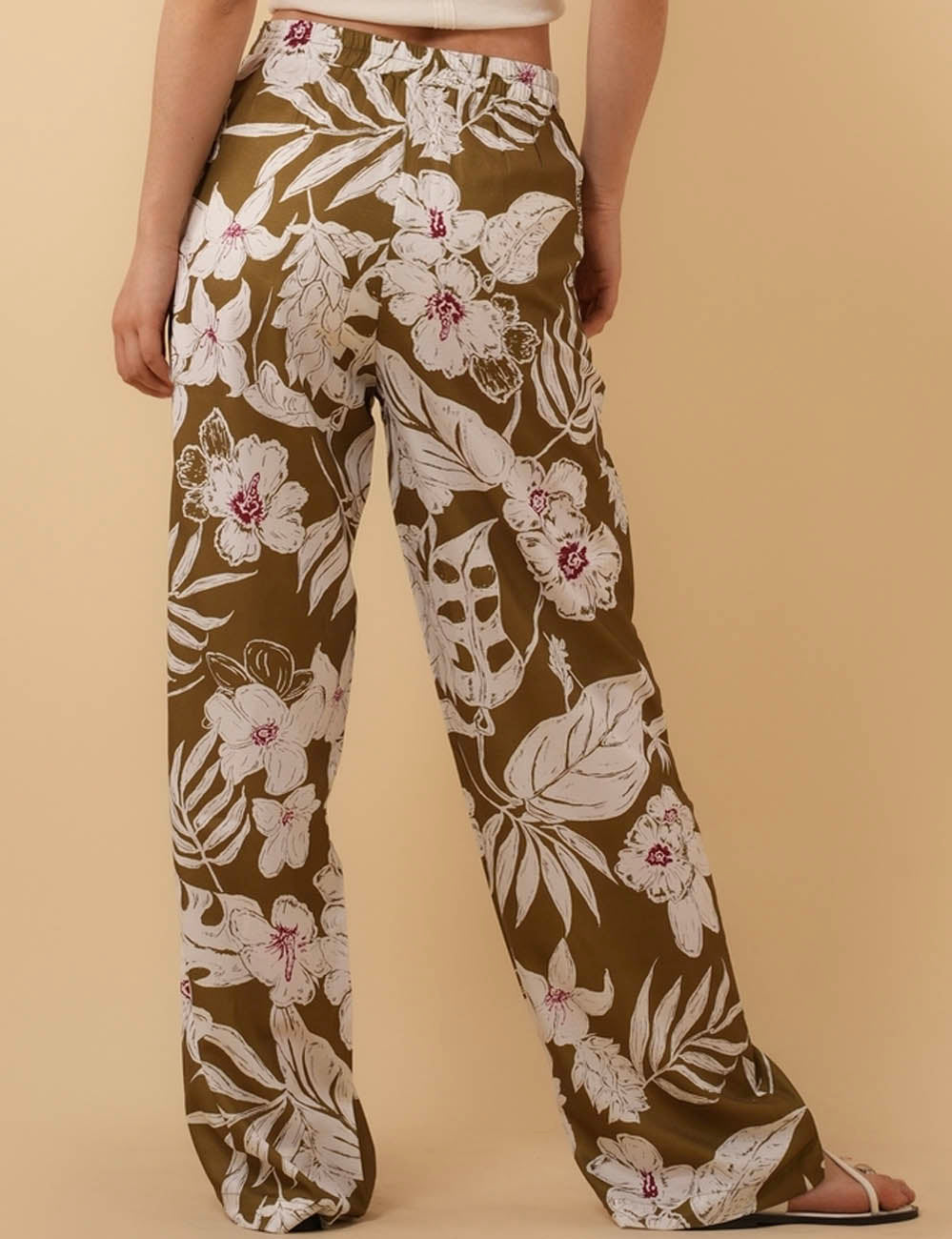 Ladies Floral Print High Waist Straight Leg Pants 8SKP50461