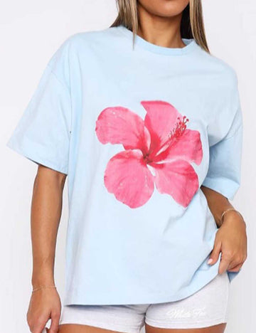 Ladies Floral Print Short Sleeves T-Shirt