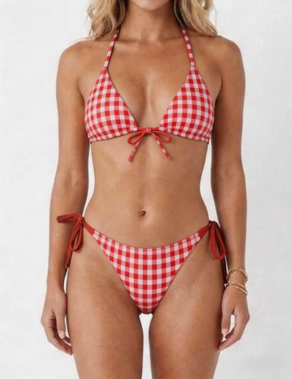 Plaid Halter Bikini Set - Sweetkama Wholesale - #1975