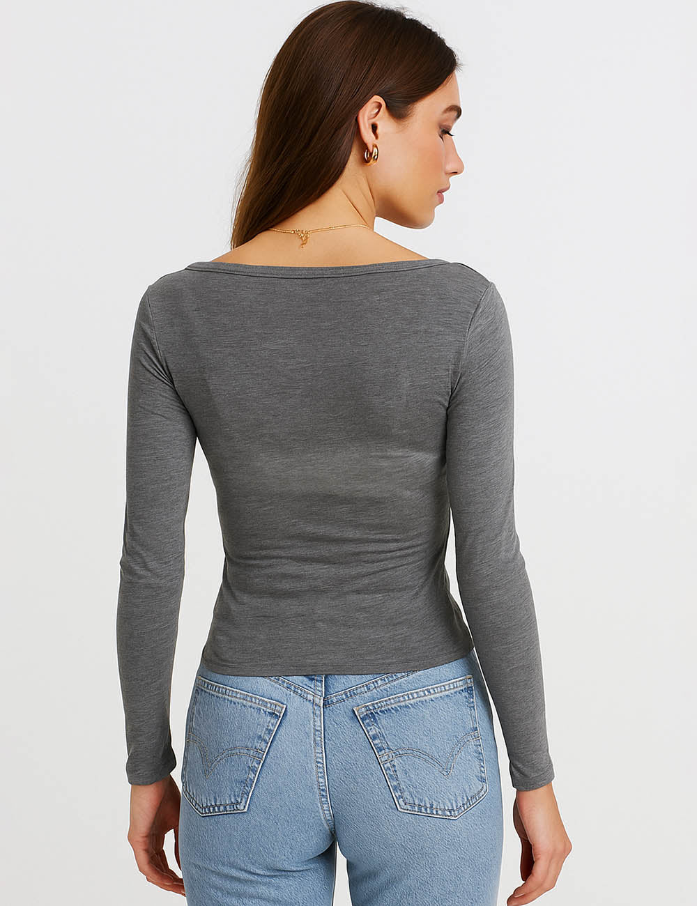 Ladies V-Neck Cross Wrap Long Sleeves Layer Top