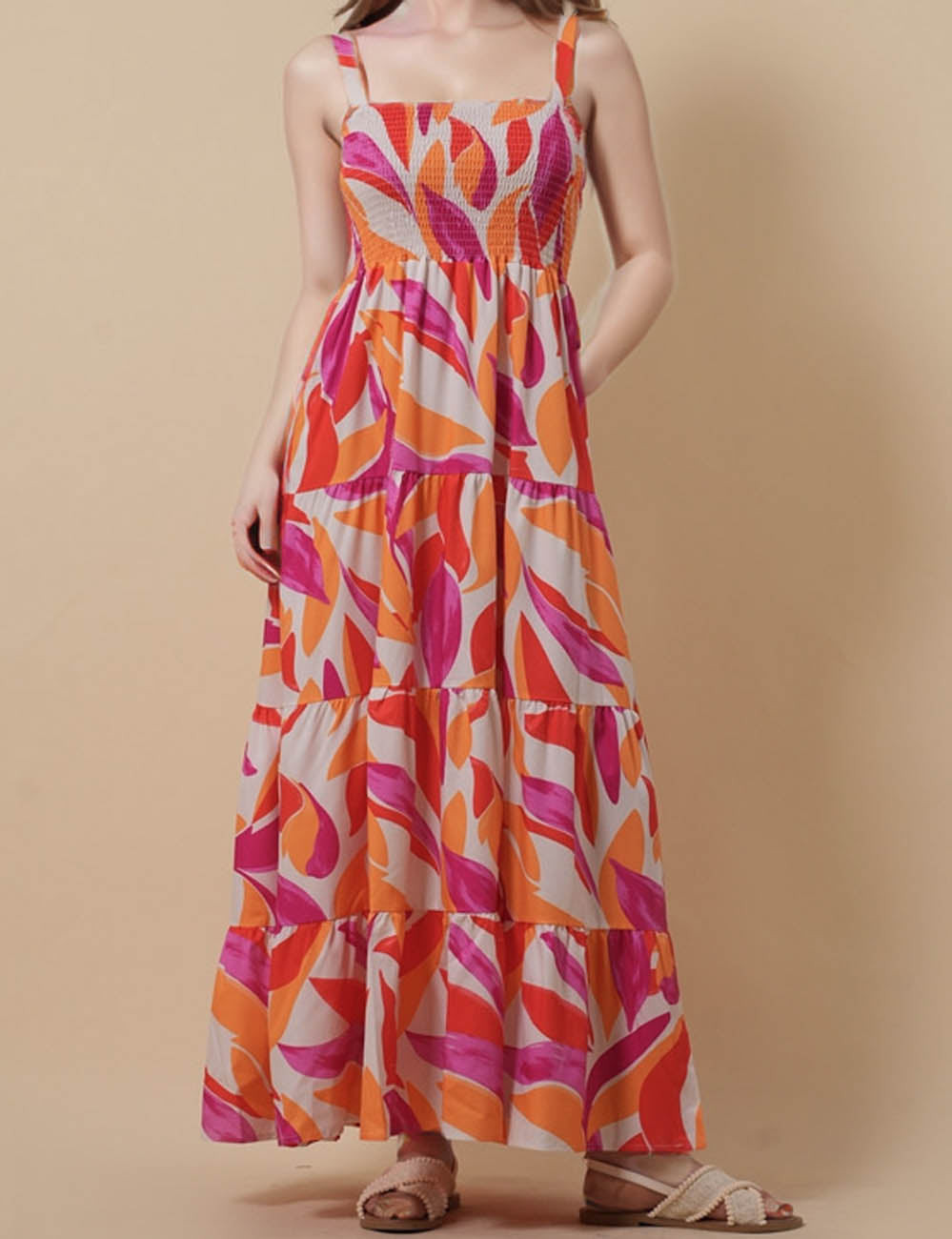 Ladies Sleeveless Floral Print Everyday Maxi Dress 8SKD51116