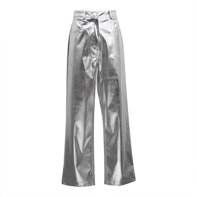 Charming Solid Color Silver Casual Pants CK10147J - SWEETKAMA