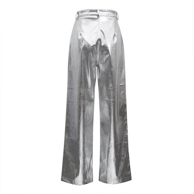 Charming Solid Color Silver Casual Pants CK10147J - SWEETKAMA