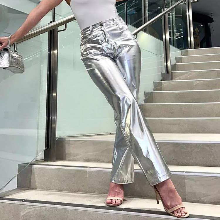 Charming Solid Color Silver Casual Pants CK10147J - SWEETKAMA