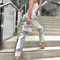 Charming Solid Color Silver Casual Pants CK10147J - SWEETKAMA