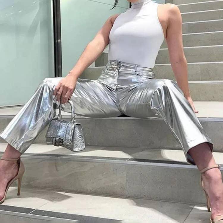 Charming Solid Color Silver Casual Pants CK10147J - SWEETKAMA