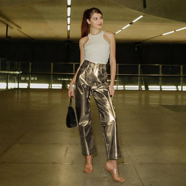 Charming Solid Color Silver Casual Pants CK10147J - SWEETKAMA