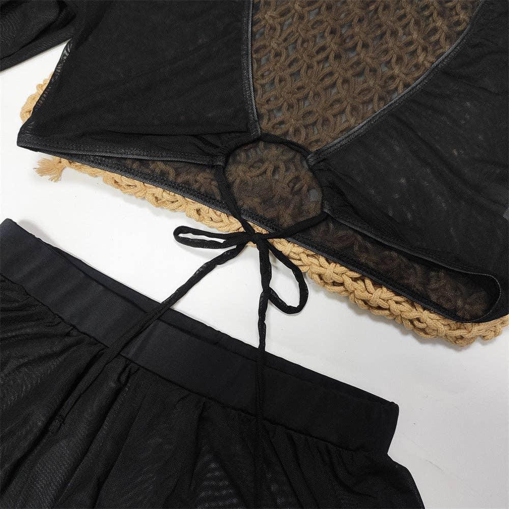 Classic 2PCS Bikini Set with Top and Shorts Cover Y1279 - SWEETKAMA