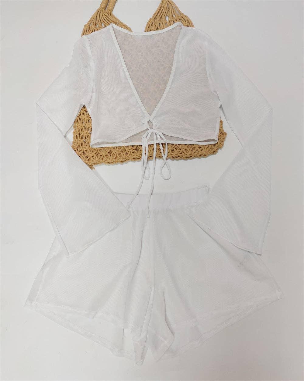 Classic 2PCS Bikini Set with Top and Shorts Cover Y1279 - SWEETKAMA