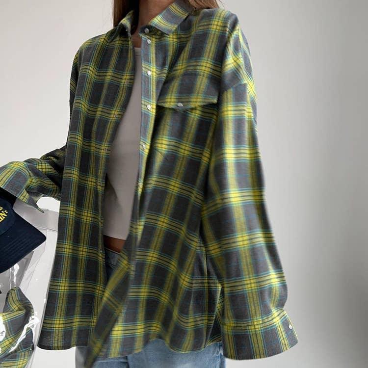 Classic Long Sleeves Plaid Shirt Casual Top CS10384T - SWEETKAMA