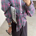 Classic Long Sleeves Plaid Shirt Casual Top CS10384T - SWEETKAMA