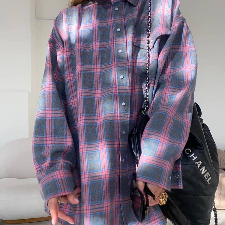 Classic Long Sleeves Plaid Shirt Casual Top CS10384T - SWEETKAMA