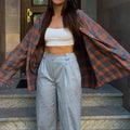 Classic Long Sleeves Plaid Shirt Casual Top CS10384T - SWEETKAMA