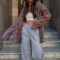 Classic Long Sleeves Plaid Shirt Casual Top CS10384T - SWEETKAMA