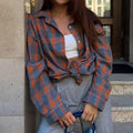 Classic Long Sleeves Plaid Shirt Casual Top CS10384T - SWEETKAMA
