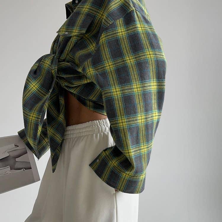 Classic Long Sleeves Plaid Shirt Casual Top CS10384T - SWEETKAMA