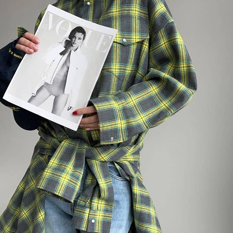 Classic Long Sleeves Plaid Shirt Casual Top CS10384T - SWEETKAMA