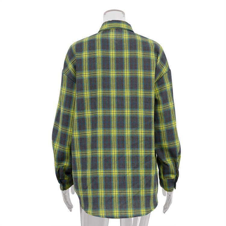 Classic Long Sleeves Plaid Shirt Casual Top CS10384T - SWEETKAMA
