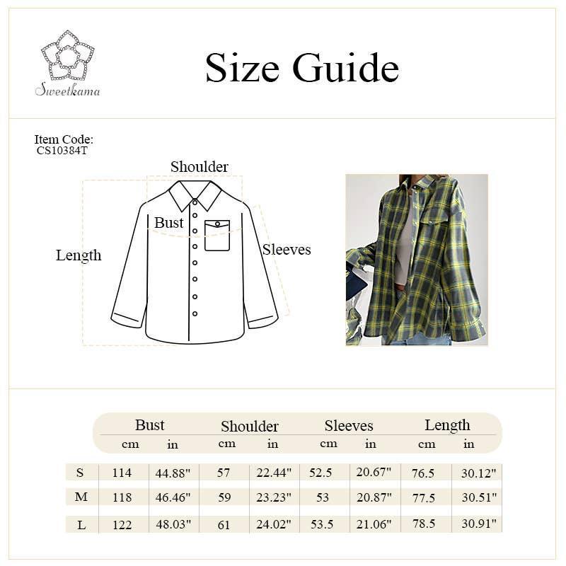 Classic Long Sleeves Plaid Shirt Casual Top CS10384T - SWEETKAMA