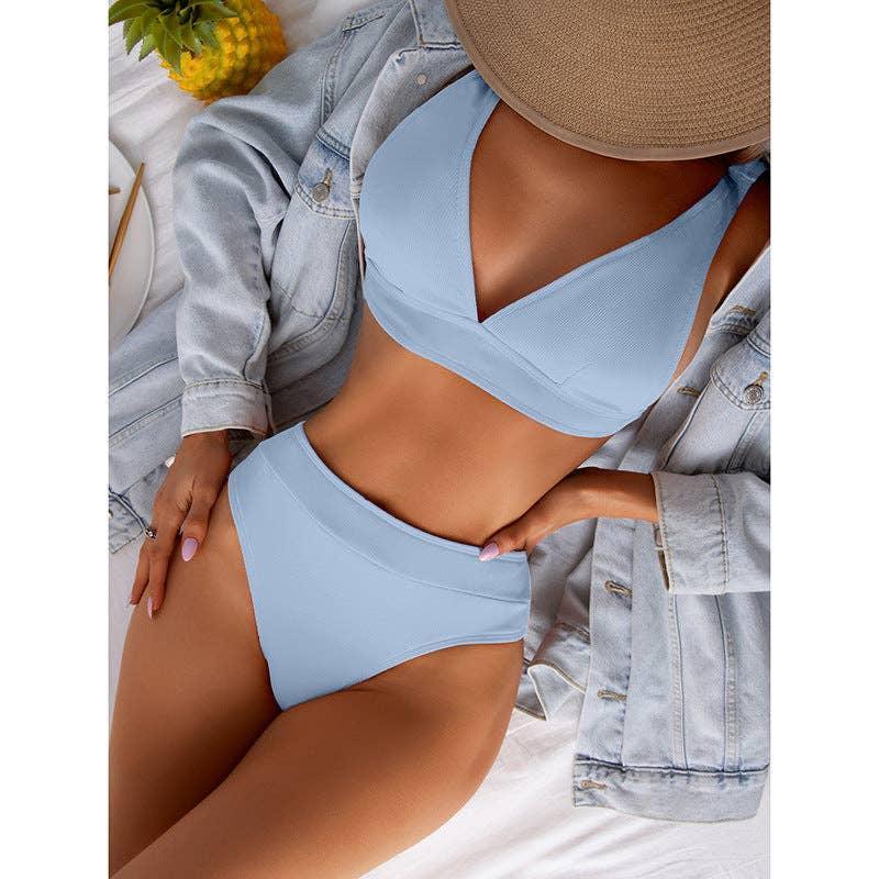 Classic Solid Color Simple Design 2PCS Bikini Set Y01 - SWEETKAMA