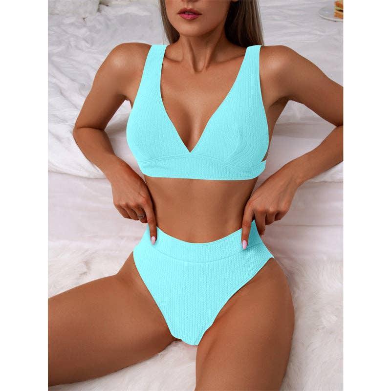 Classic Solid Color Simple Design 2PCS Bikini Set Y01 - SWEETKAMA