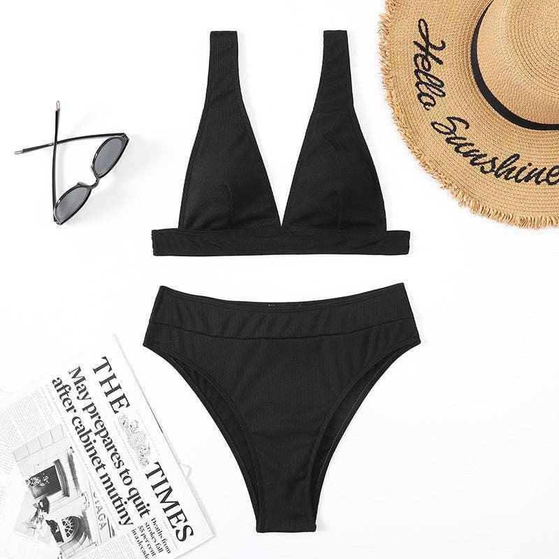 Classic Solid Color Simple Design 2PCS Bikini Set Y01 - SWEETKAMA