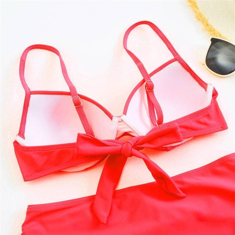Classic Solid Color Two Shoulder 2PCS Bikini Set Y27 - SWEETKAMA