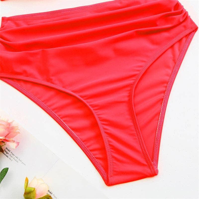 Classic Solid Color Two Shoulder 2PCS Bikini Set Y27 - SWEETKAMA
