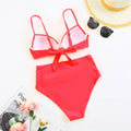 Classic Solid Color Two Shoulder 2PCS Bikini Set Y27 - SWEETKAMA