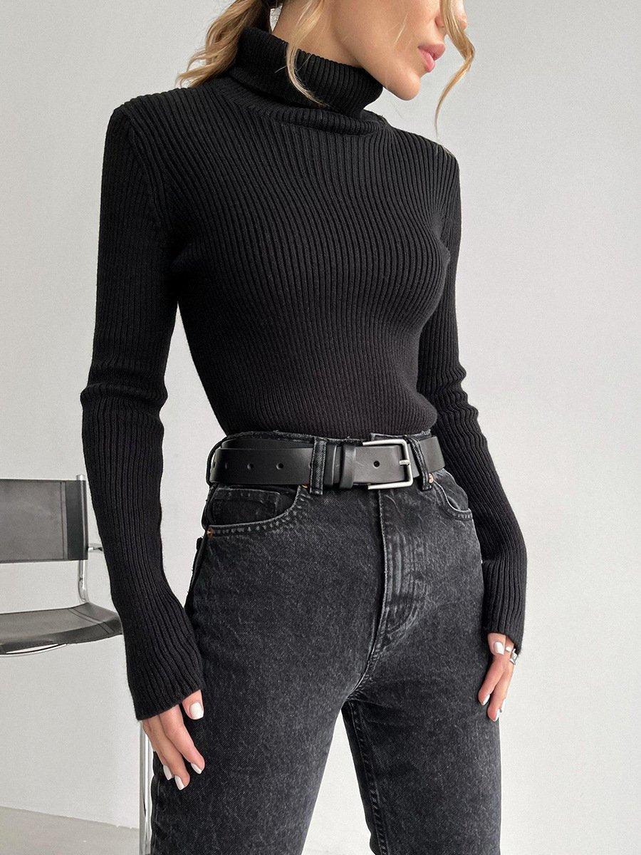 Collar Solid Color Women Daily Knit Top MY0062 - SWEETKAMA